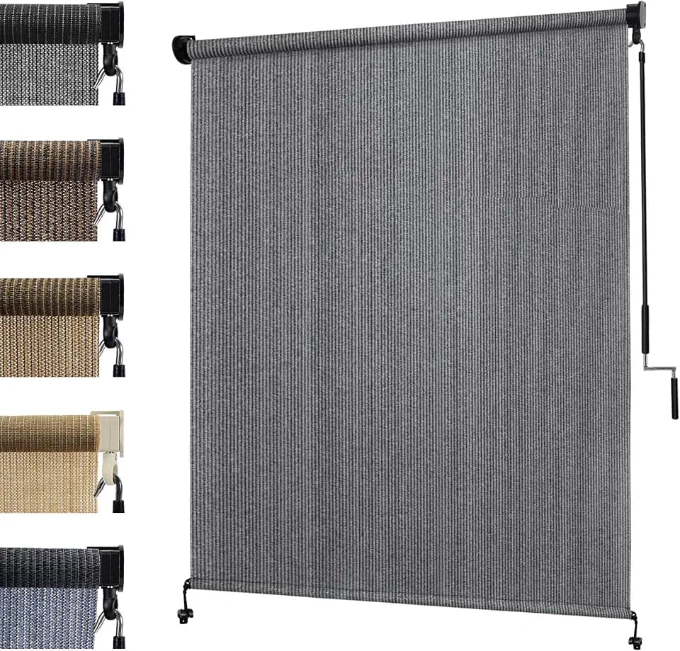 KANAGAWA 7'(W) x8'(H) Light Grey Outdoor Roller Shade for Patio