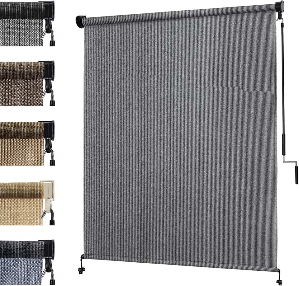 KANAGAWA 6'(W) x6'(H) Light Grey Outdoor Roller Shade for Patio