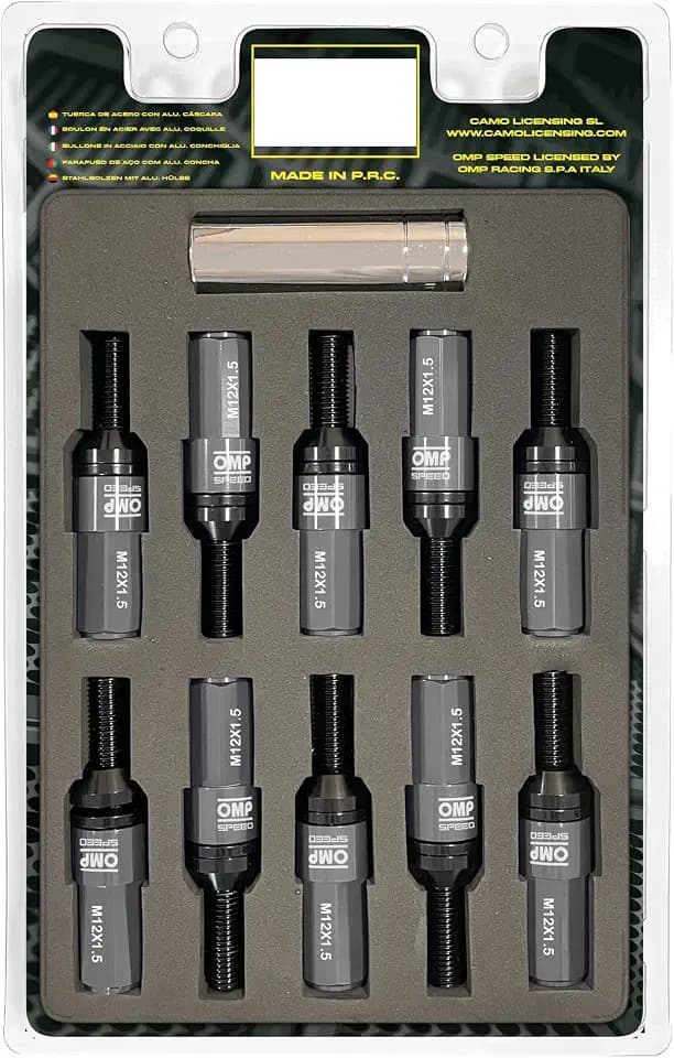 Omp Speed Schraubenset Performance mit Aluminiumschutz M12X1.5 Hex 17-19, L 28 mm, Aluminium 7075+DIN 12.9, 20+1 pro Box