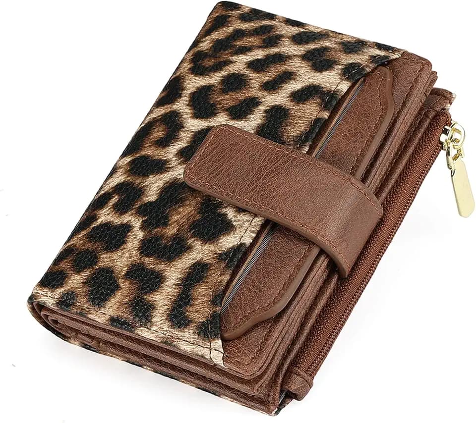 GOIACII Small Wallet for Women Card Holder Leather Wallets Leopard Print