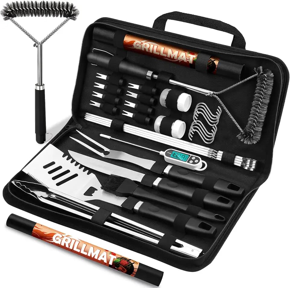 RINPIR 31Pcs Stainless Steel BBQ Grill Accessories & Tools Set, Black