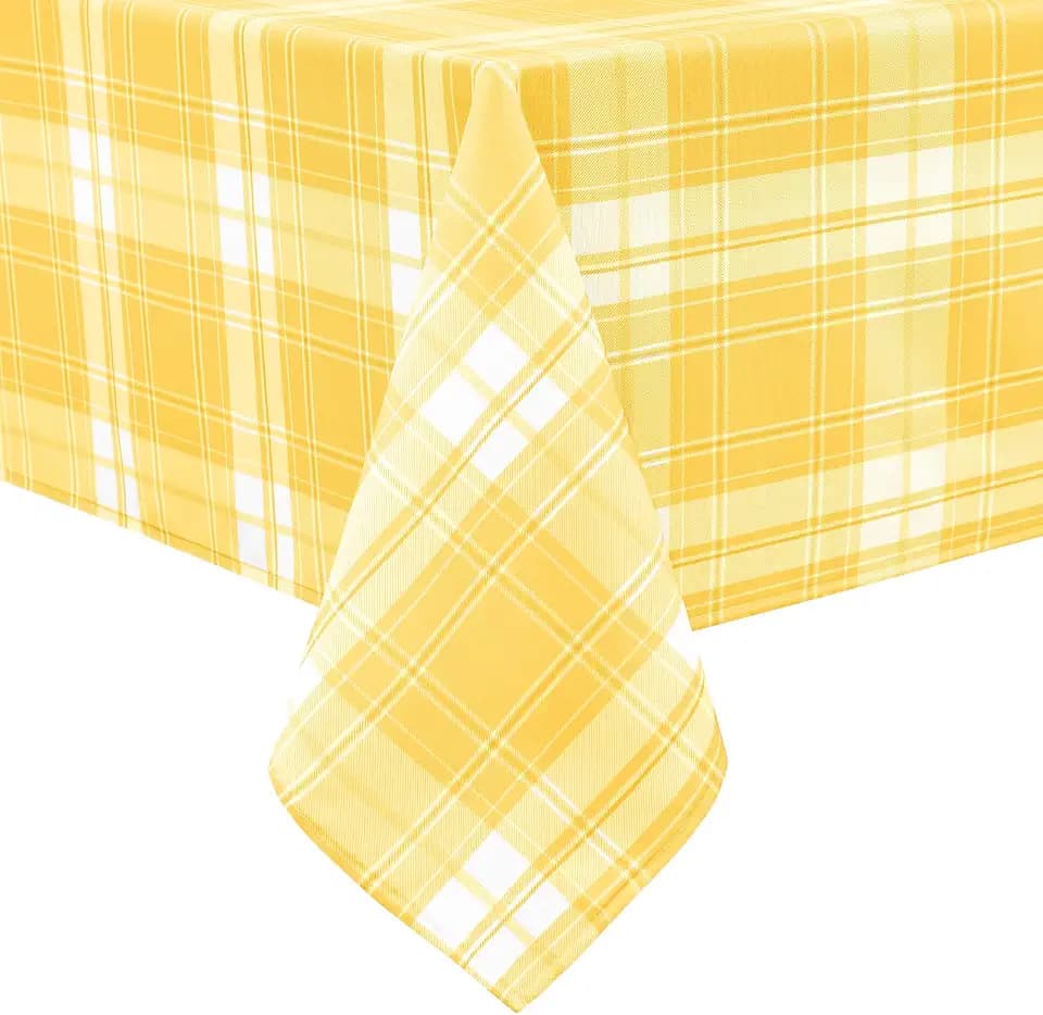 Hiasan Waterproof Rectangle Gingham Tablecloth, 54 x 108 Inch, Yellow