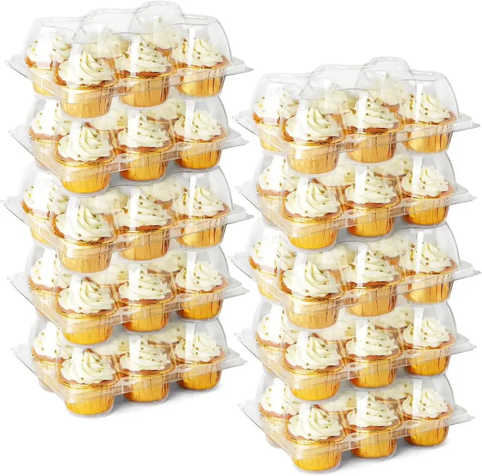 LotFancy 6 Count x 40 Sets Cupcake Containers, Clear Plastic Cupcake Boxes