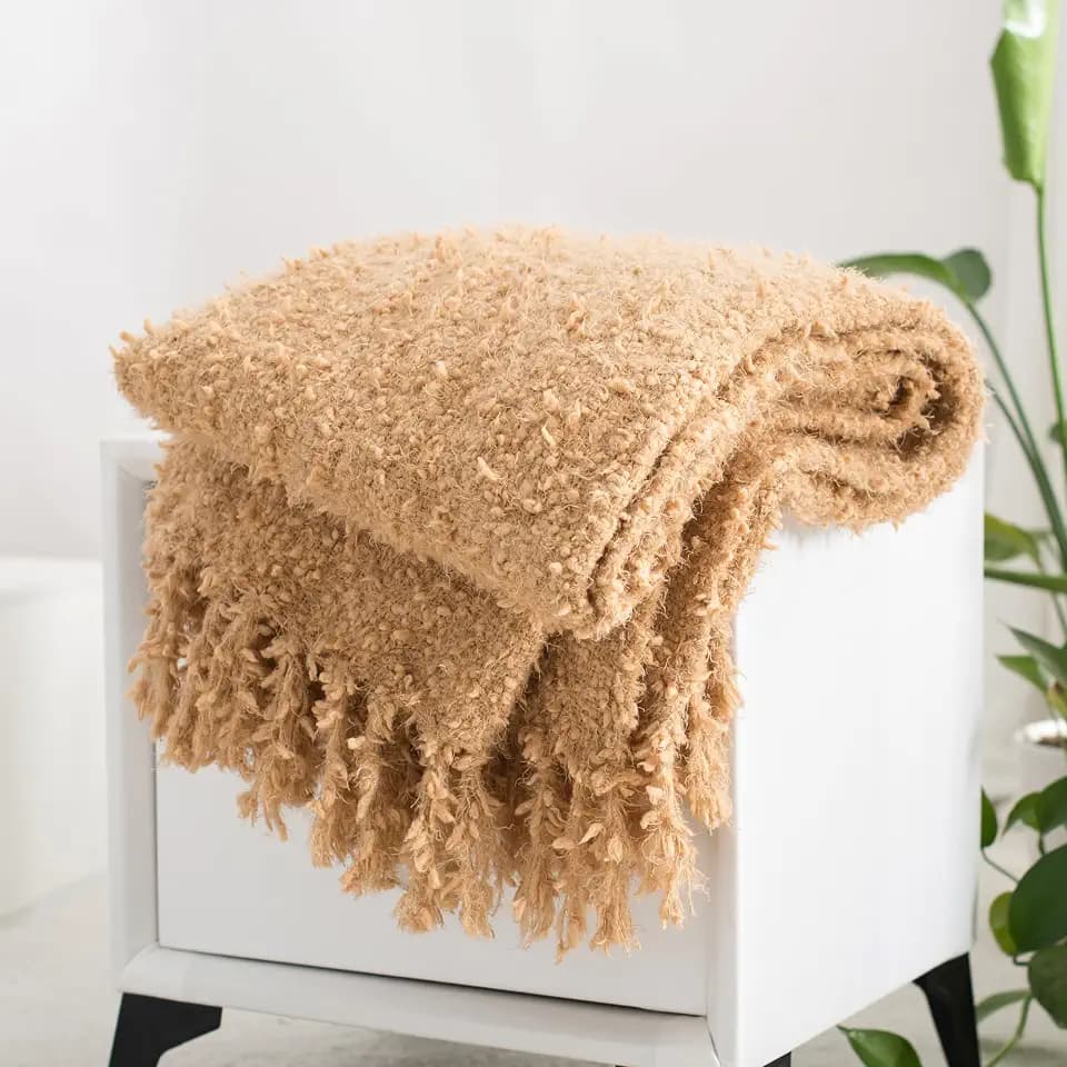 Soft Knit Throw Blanket for Couch with Tassels 50"x60"