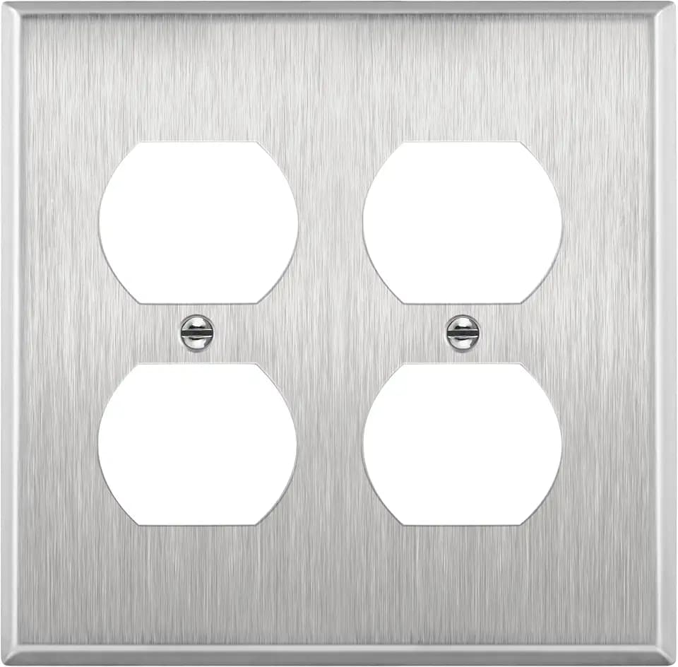 ENERLITES Double Duplex Receptacle Metal Wall Plate Stainless Steel 2 Gang