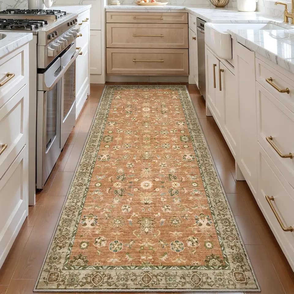Tangsoo 2x6 Washable Runner Rug for Hallway,Vintage Terracotta Rug Non Slip