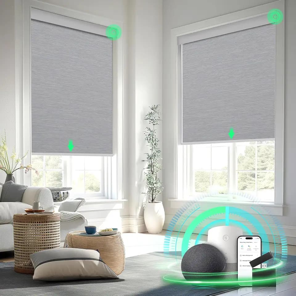 Motorized Blinds with Control cograded, Grey, 27" W x 72" H