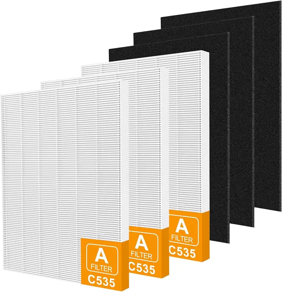 115115 Replacement Filters A Size 21 for Winix PlasmaWave 5300-2, C535, 6300, 5300, 6300-2, P300, AM90, 9000, 5000, 5000B, C909, 9800 Air Purifier, 3 HEPA Filter + 3 Carbon Pre-Filters