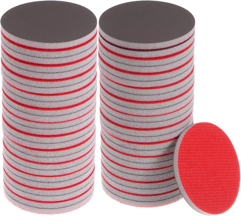 uxcell 50pcs 3000 Grit Sanding Sponge 3" Hook and Loop Sponge Sanding Disc