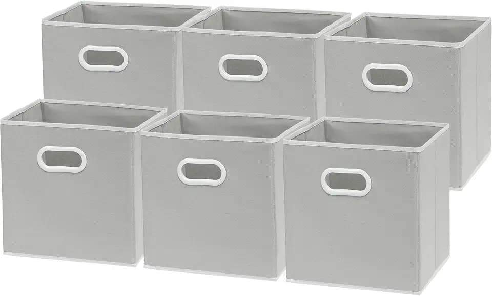 Simple Houseware 11-Inch Foldable Cube Storage Bins with Handles, Gray