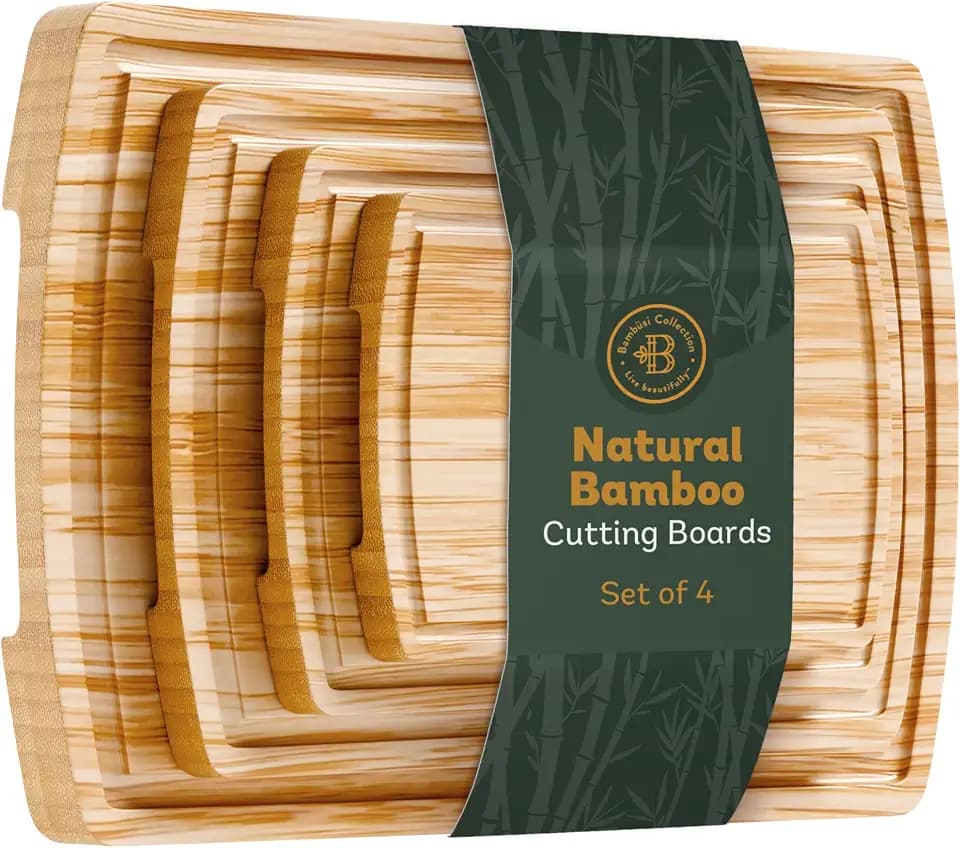 Bamboo Cutting Boards for Kitchen, Extra Large Wooden Chopping Board Set