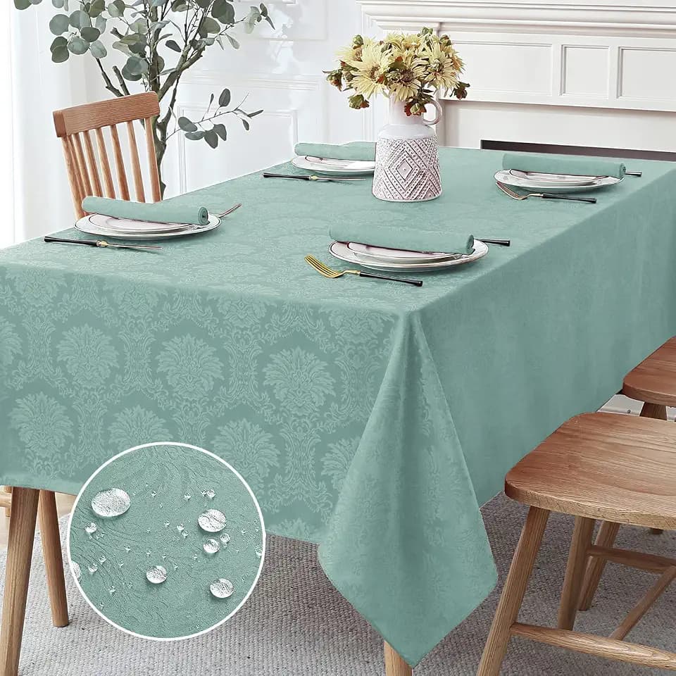 Romanstile Jacquard Rectangle Tablecloth 60 x 120 Inch, Sage