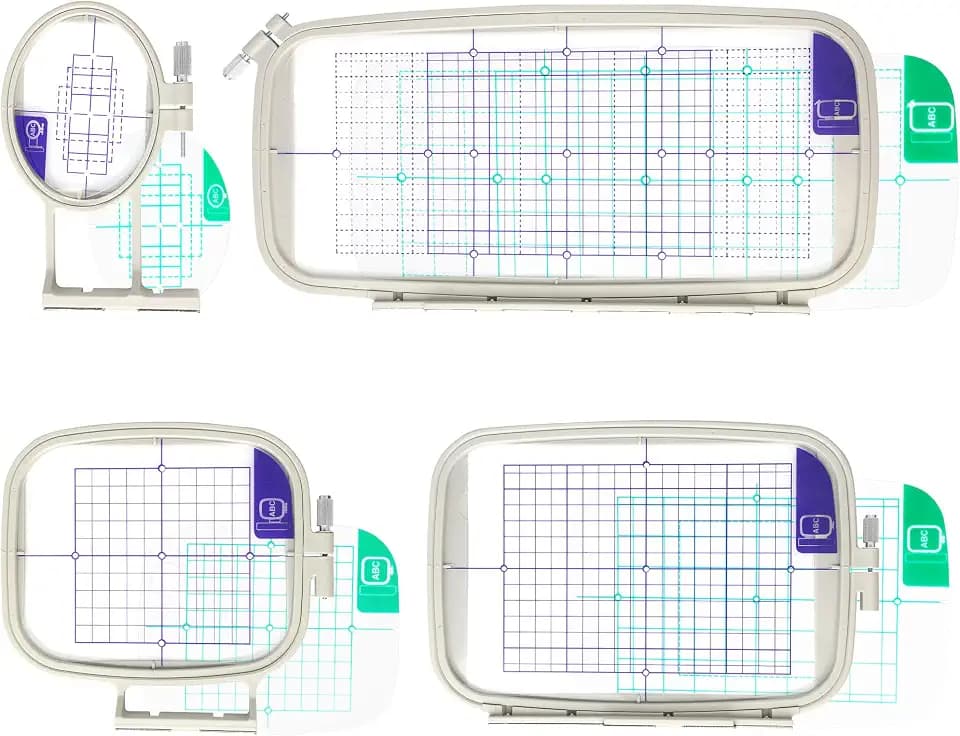 Sew Tech 4pcs Embroidery Hoop for Brother, 1x2.5 4x4 5x7 5x12in Frame Set