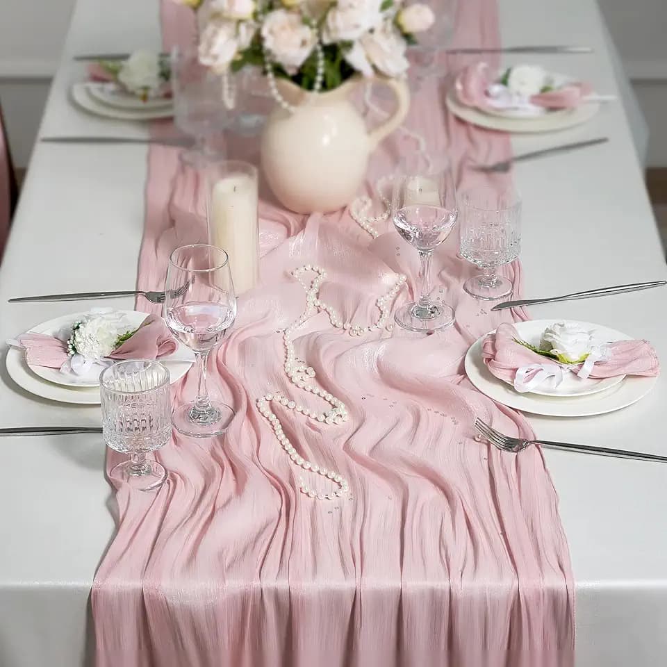 Dazzle Table Runner-Luxury Scarf Table Runner 120 Inch 10FT - Liquid Silk Shine, Elegant Gift Set with Card for Wedding, Christmas, Baby Shower,Holiday & Home Decor (Pink, 1 Pack)