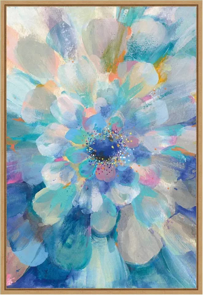 Amanti Art Framed Canvas Wall Art 23x16 Intensity Floral II by Danhui Nai, Framed Wall Art Canvas, Abstract Artwork, Modern Contemporary Decor, Medium Poster Painting for Living Room, Bedroom