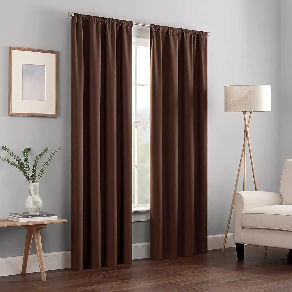 Eclipse Kendall Blackout Rod Pocket Curtain, 42x63, Chocolate
