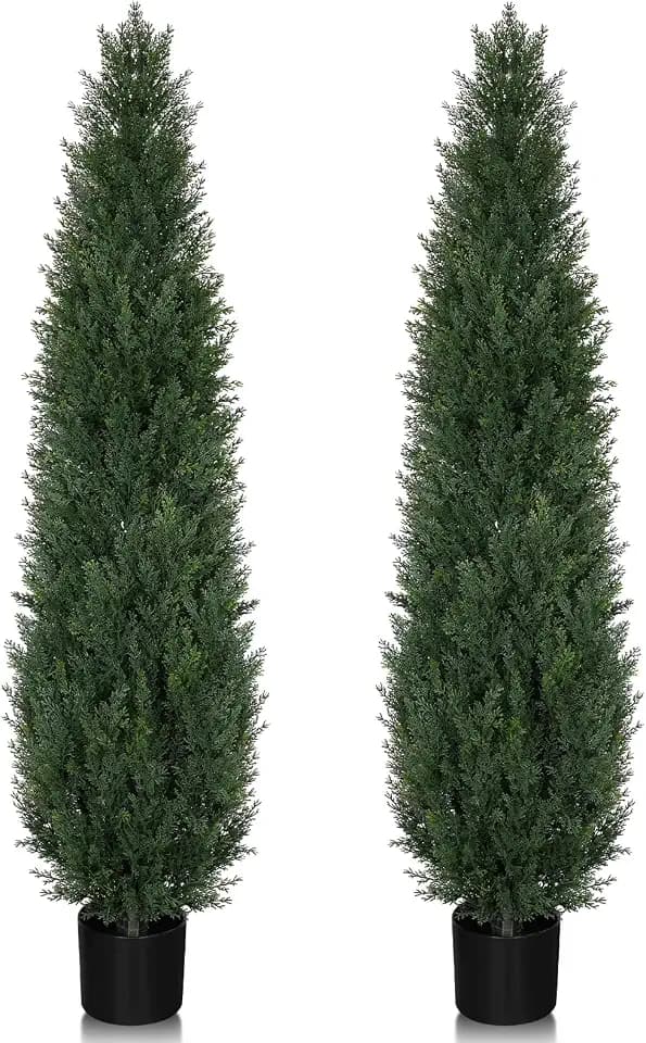 Artificial Cedar Topiary Trees for Outdoors 5FT UV Resistant Faux Pine Tree