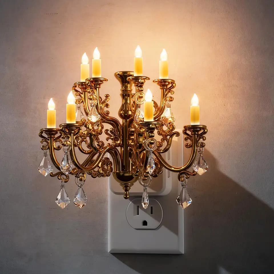 L LOHAS LED Night Lights Plug into Wall,Chandelier Night Light Candle Flame