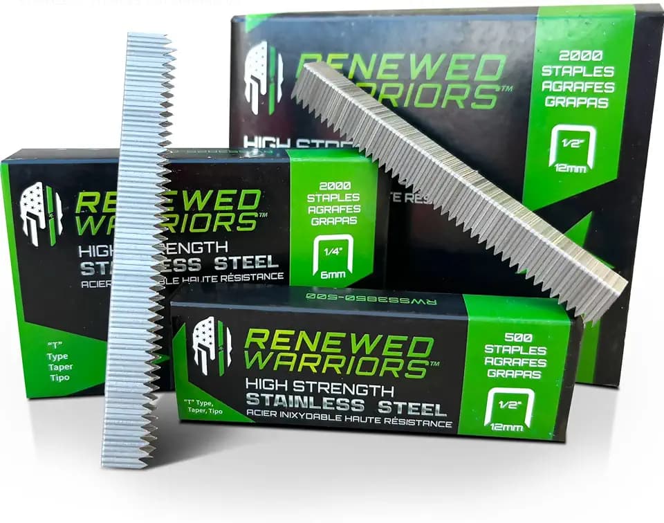 T50 Stainless Steel Staples Marine 1/2 in Leg; 3/8 Crown; T50 Staples 1/2 in Leg for Deep Penetration Stronger Than Regular - (2000 Count Pack)