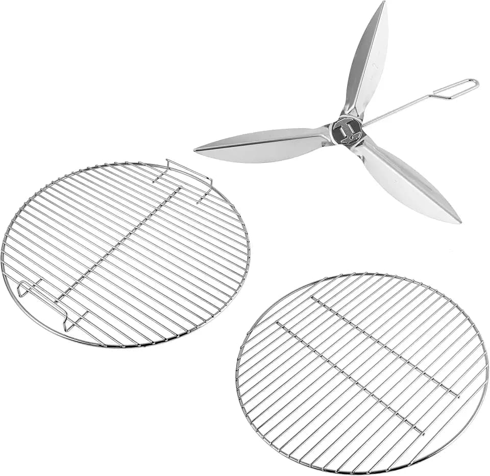 Outapark Grill Grate Replacement Parts for Weber 22'' Kettle Charcoal Grill,22 Inch Charcoal Kettle Accessories for Weber 7435 7441,One-Touch Cleaning System Kit for Weber 7444,Stainless Steel