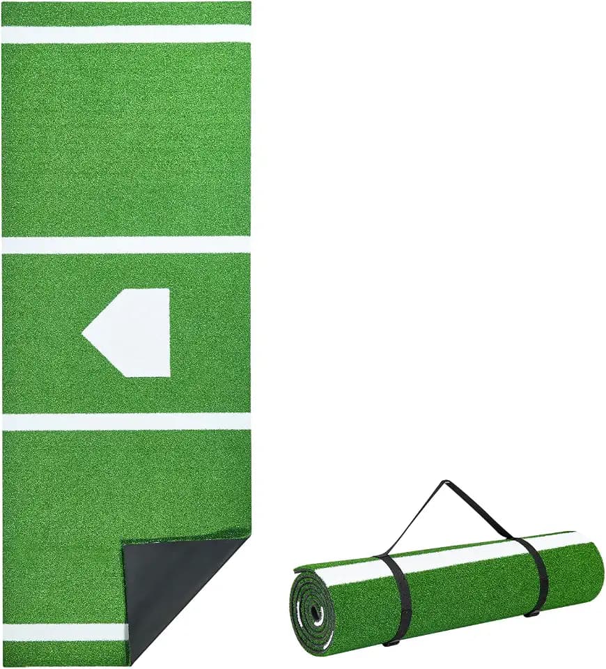 VEVOR 12'x6'/10'x3.8' Upgraded Baseball/Softball Batting Mat with Home Plate - 15MM Thicken Anti-Fade Turf & Anti-Slip Foam Backing, Portable Hitting Trainer for Cage/Indoor/Outdoor Practice