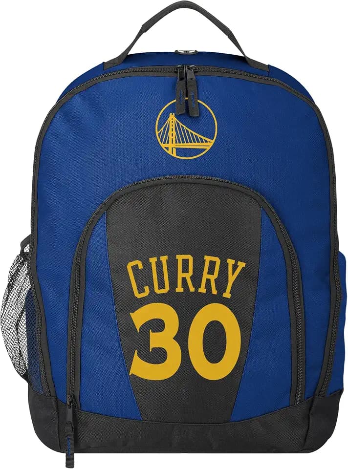FOCO -NBA Small Size Team Logo Striped Backpack - Ages 6-12 Years Old (Stephen Curry - Golden State Warriors)