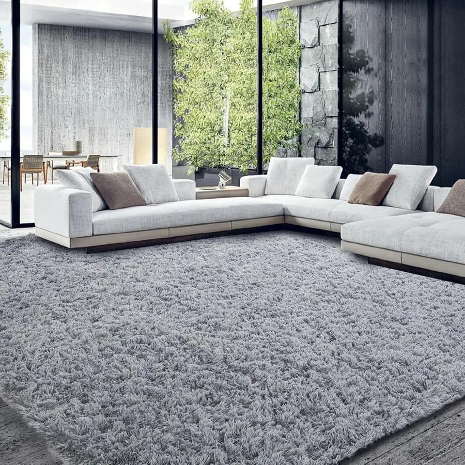HOMBYS Shaggy Area Rug 12x15 Feet, Ultra Fuzzy Large Plush Faux Fur Carpet for Living Room Bedroom, Non-Skid Fuzzy Rug for Kids Playroom Home Decor