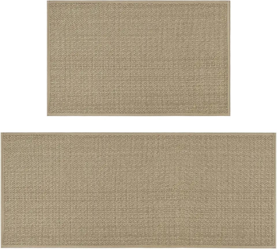 Artoid Mode Washable Non Slip Kitchen Rugs and Mats Set of 2, Rubber Backing Absorbent Kitchen Mats for Floor Front of Sink - 20x32 and 20x48 Inch