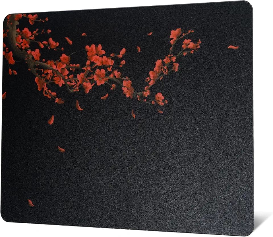 XVX Glass Gaming Mousepad, Black Plum Blossoms Hard Mouse Pads for Gaming, Professional Large Mouse Mat 16.2" x 12.2", Special Glass Surface with Improved Precision and Speed