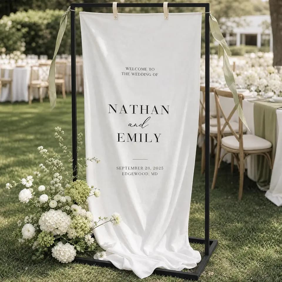 Elegant Wedding Welcome Sign Stand - Sturdy Black Metal Easel Holder