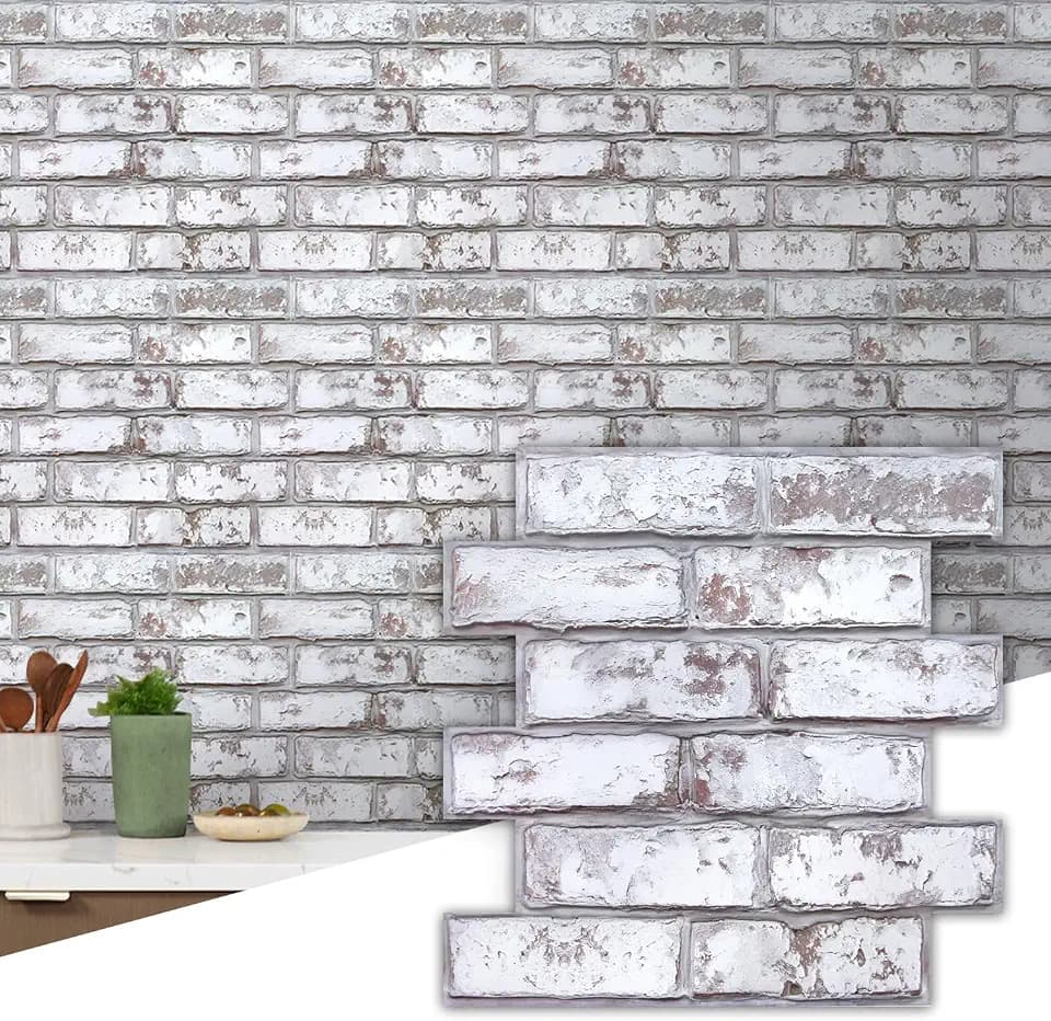 Commomy 10 Pcs Peel and Stick Brick Tile Thin PVC 10 pcs 11.8"x 11.8"