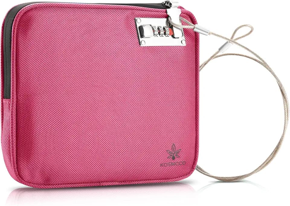 KOSMCCO Anti Theft Beach Locking Bag, Portable Travel Safe, Rose Red