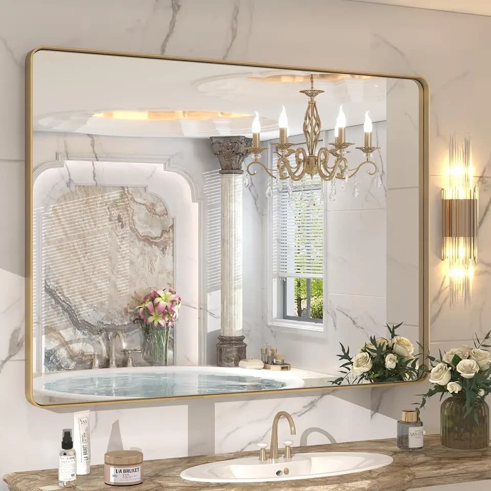 44x36 Inch Gold Framed Mirror for Bathroom