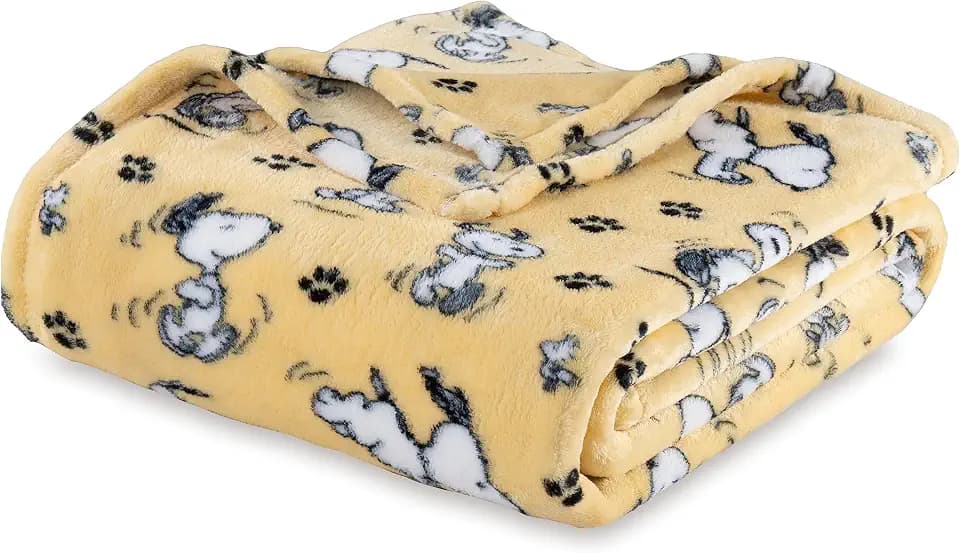 Berkshire Blanket Peanuts® VelvetLoft® Cute Character Snoopy Plush Blanket,Peanuts Poses and Paws Sundress,Twin 60 in x 90 in (Official Peanuts® Product)