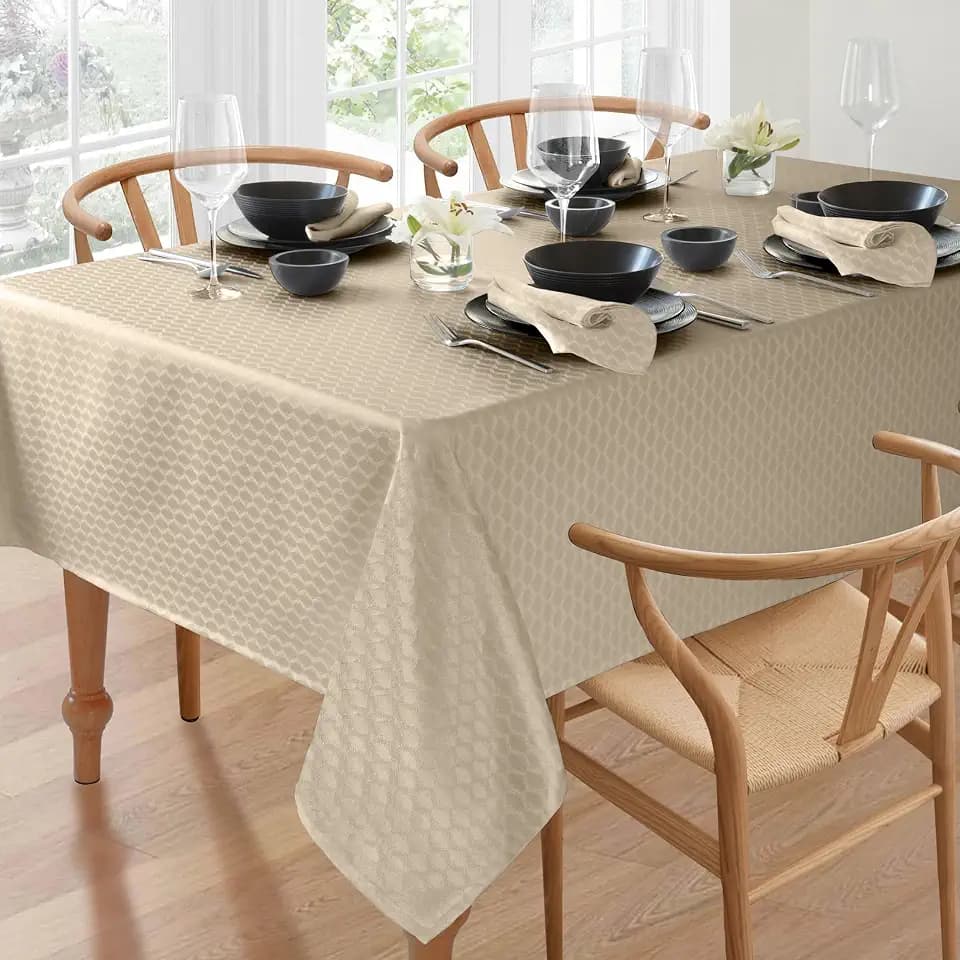 Lenox Olivia Tablecloth, Tan - 60" W x 102" L