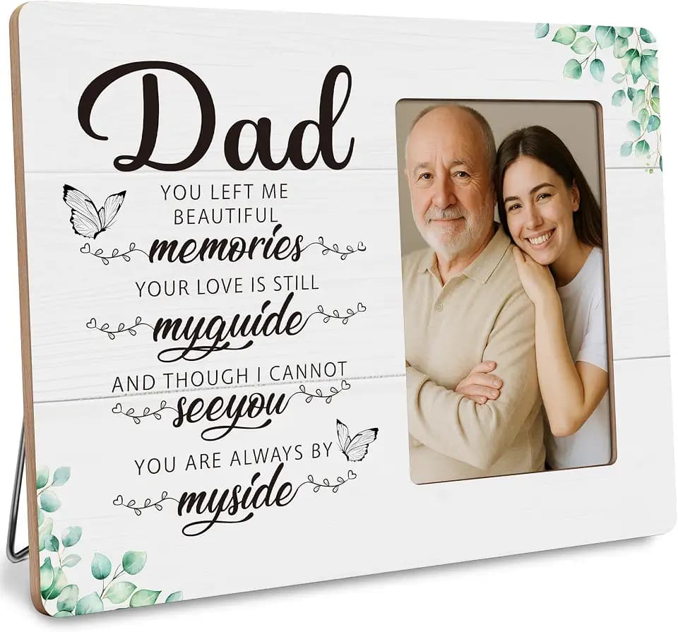 Dad Memorial Gifts Picture Frame, Loss of Father Sympathy Gift, In Memory of Loved Dad Frames Fits 4x6 Photo
