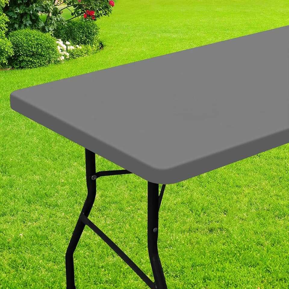 Smiry Elastic Fitted Polyester Tablecloths for 6 Foot Rectangle Tables