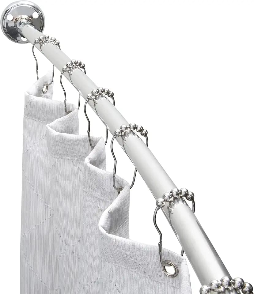 Bath Bliss Curved Shower Rod | Adjustable 44"-78" Inch | Bathroom Shower Curtain and Liner Rod | 33% More Space | Wall Mounted | Easy Installation | Aluminum