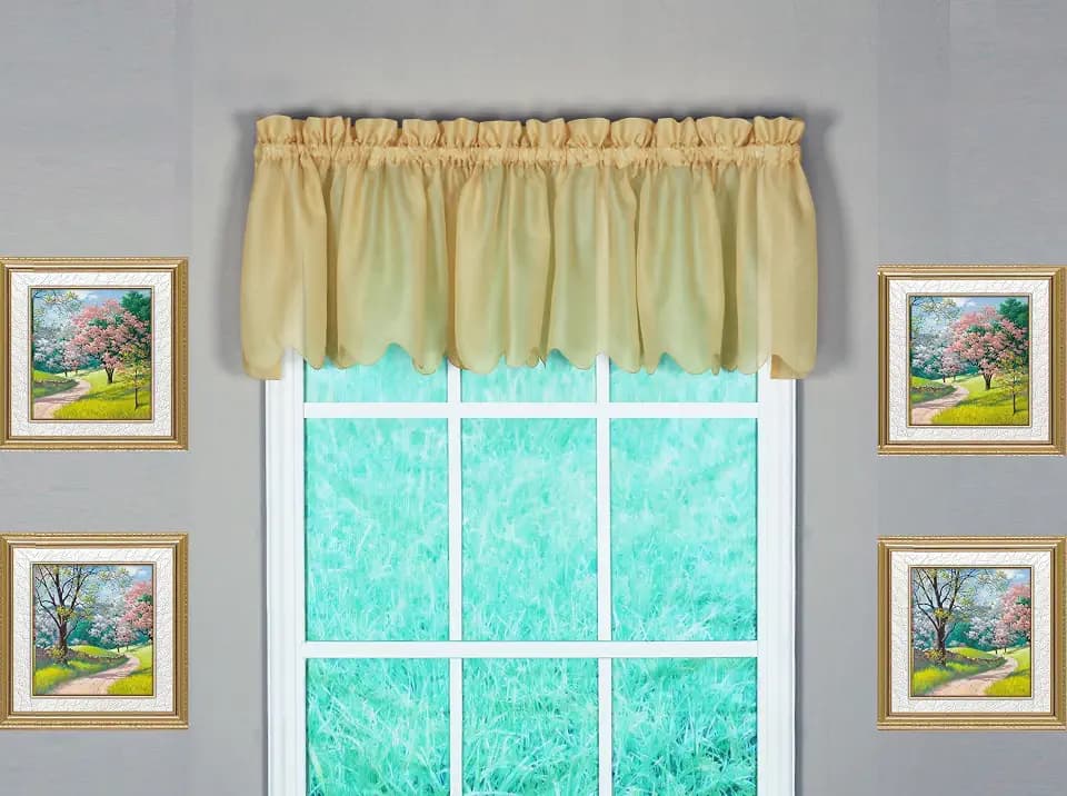 Today's Curtain Emelia Original Voile Valance 14", Gold, 60" W x 14" L
