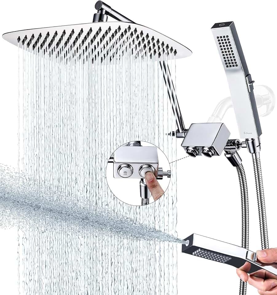 G-Promise All Metal 12 Inch Shower Head with Handheld Spray Combo