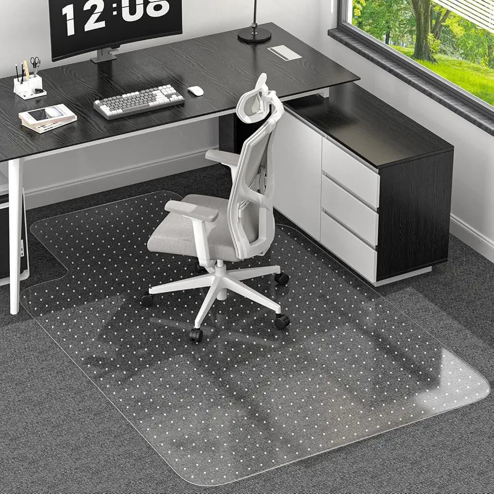 Office Chair Mat for Low Pile Carpet, 48"x60" Clear Smooth Glide with Lip