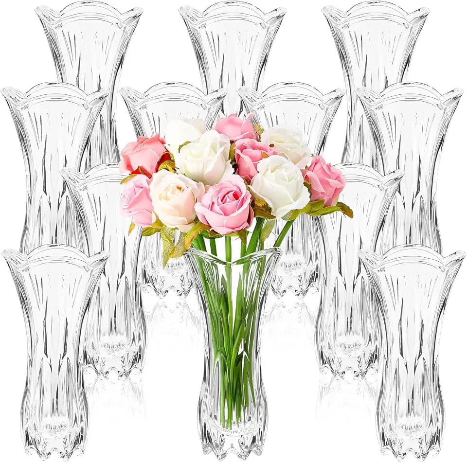 Mifoci 12 Pcs Glass Flower Vase Phoenix Tail Shape Clear Tall Vases