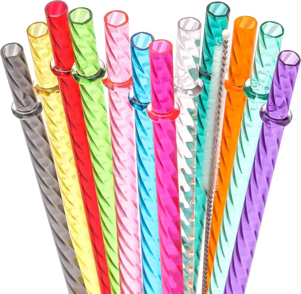 Dakoufish 12 Inch Reusable Swirl Straws for Stanley 30/40 oz Tumblers,12Pcs