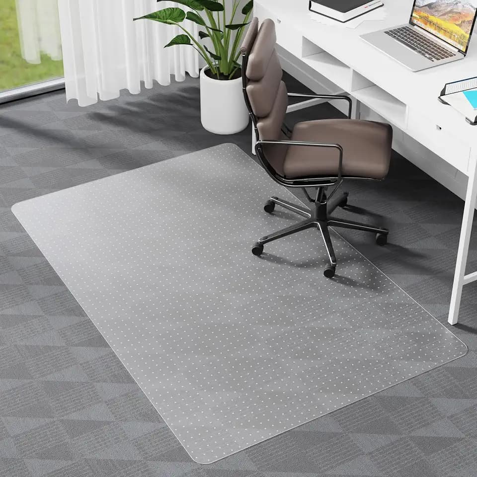 Office Chair Mat for Carpet, 45" x 53" Clear Computer Desk Chair Mat for Carpeted Floors, Easy Glide Plastic Floor Mats with Studs for Rolling Chair in Office Home