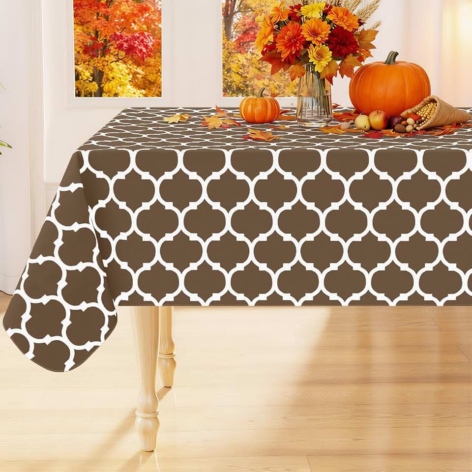 Smiry Rectangle Table Cloth, Flannel Backed Vinyl Tablecloth, 60"x120"