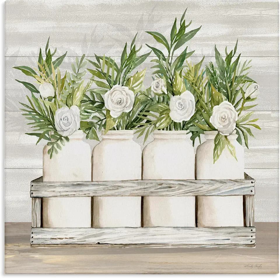 Stupell Industries Herbs and Florals Jar, 24 x 24 Inch Canvas Wall Art