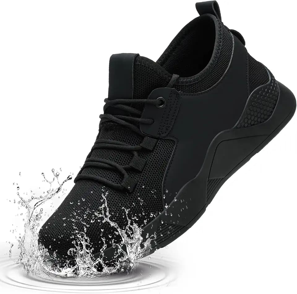 ulogu Waterproof Non Slip Work Shoes for Men Women Walking Sneakers Black