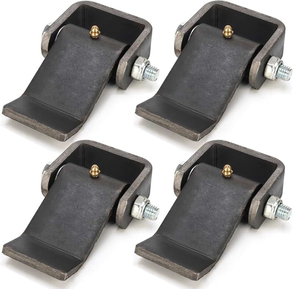 Weld on Trailer Hinges, Heavy Duty Dump Trailer Gate Hinges, Greaseable Strap Style Leaf Truck Hinge, Trailer Door Strap, Tailgate Hinges for Door Gate Body Hinge with Grease Zerk, 4 Pack