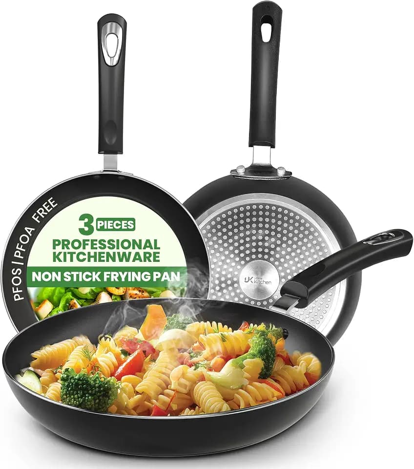 Utopia Kitchen Nonstick Frying Pan Set 3 Piece 8 9.5 11 Inch PFOA Free Grey
