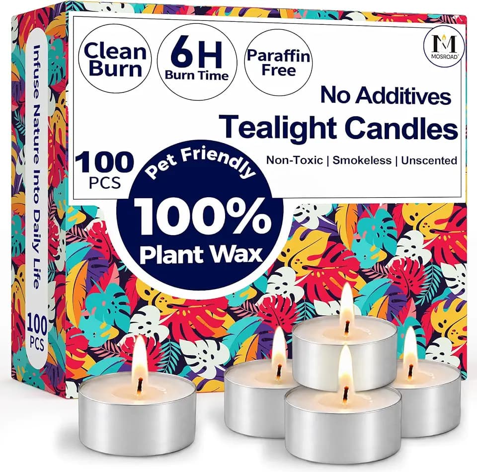 Tea Lights Candles 6 Hours, 100 Pack Palm Wax Tealight